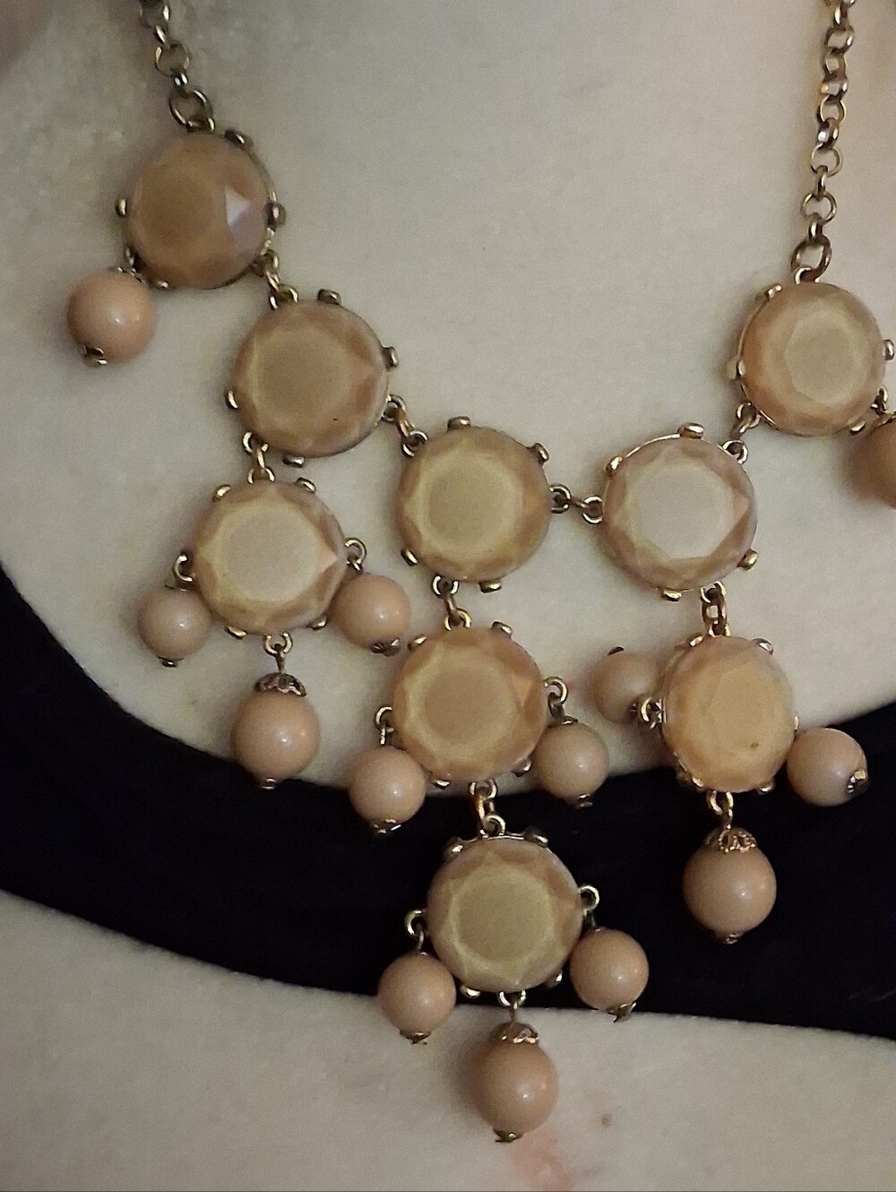Elegant Peach Beaded Statement Necklace
